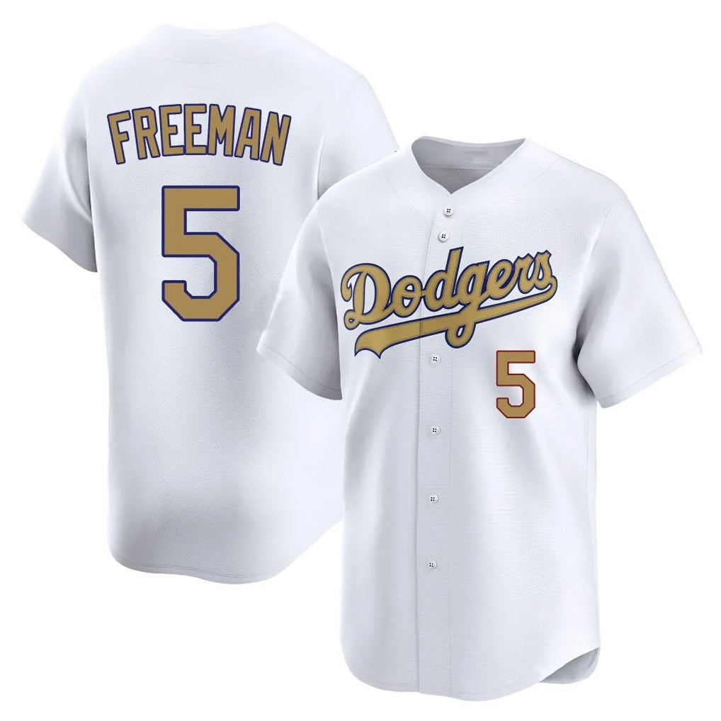 LA.Dodgers #5 Freddie Freeman Player Gold Collection Limited Home Gdoa Stitched Jerseys