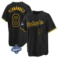 LA.Dodgers #8 Enrique Hern¨¢ndez Player Black Gold World Series Meet Limited Home Gdoa Stitched Jerseys