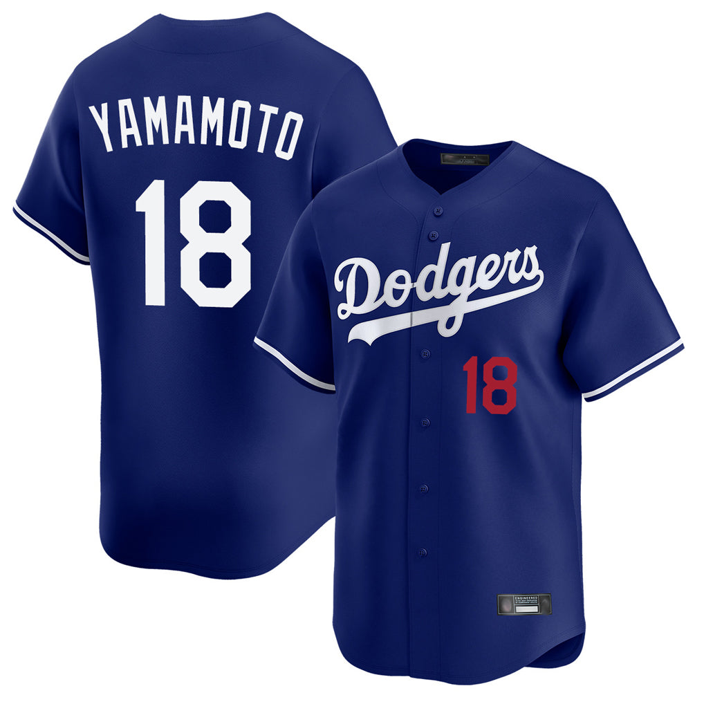 LA.Dodgers #18 Yoshinobu Yamamoto Player Royal Limited Home Gdoa Stitched Jerseys