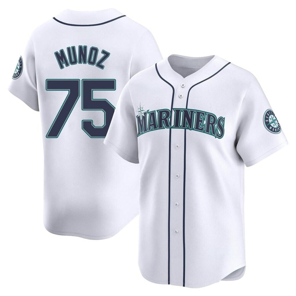 S.Mariners #75 Andres Munoz Player White Home Limited Stitched Jerseys