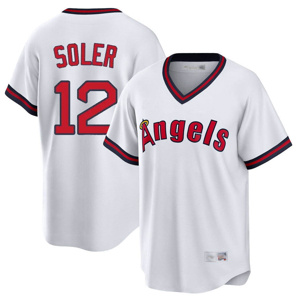LA.Angels #12 Jorge Soler Player White T-shirt Home Game Gdoa Stitched Jerseys