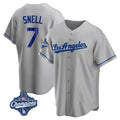 LA.Dodgers #7 Blake Snell Player Gray World Series Meet Road Game Gdoa Stitched Jerseys