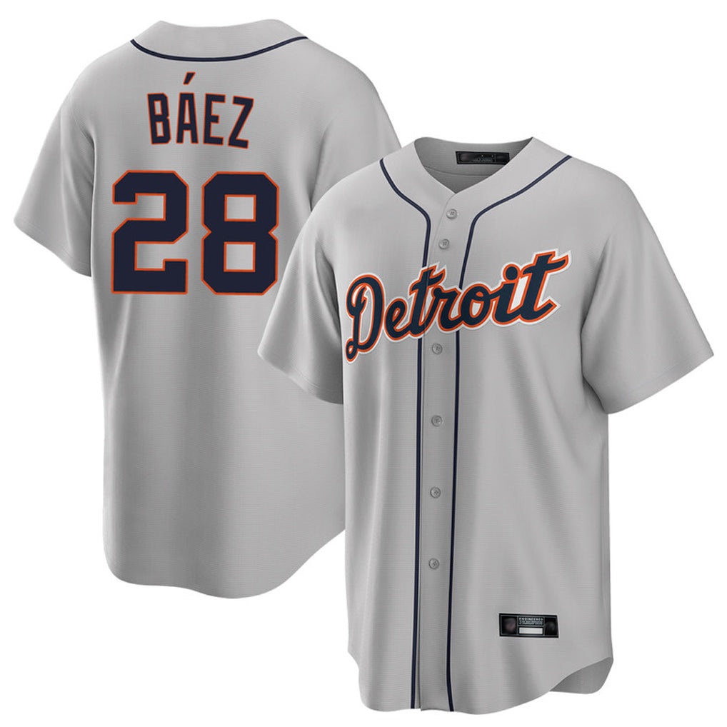 D.Tigers #28 Javier B¨¢ez Player Gray Home Game Gdoa Stitched Jerseys