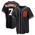 D.Tigers #7 Kevin McGonigle Player Black Fashion Out Home Game Gdoa Stitched Jerseys