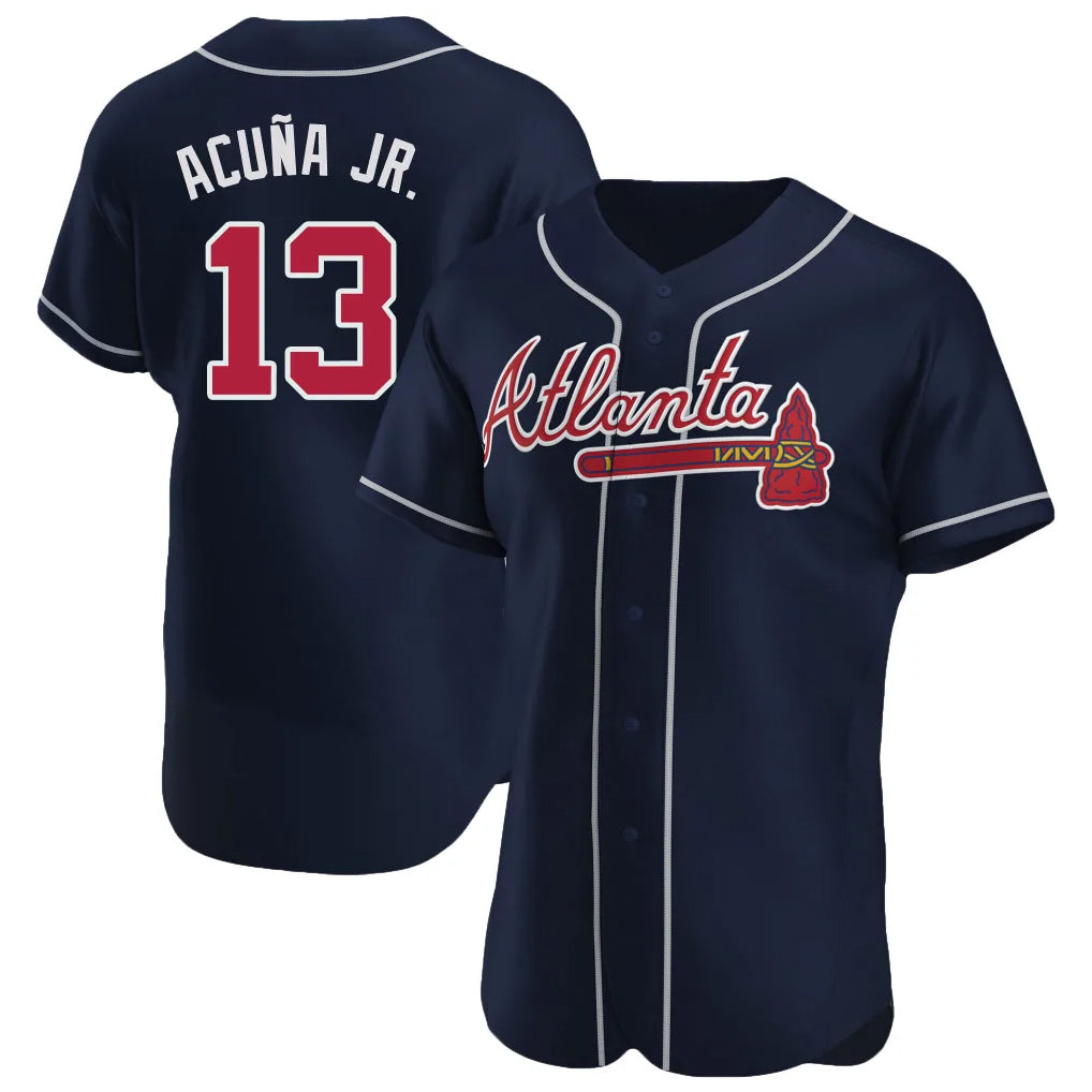 A.Braves #13 Ronald Acuna Jr Player Navy Limited Elite Home Game Gdoa Stitched Jerseys