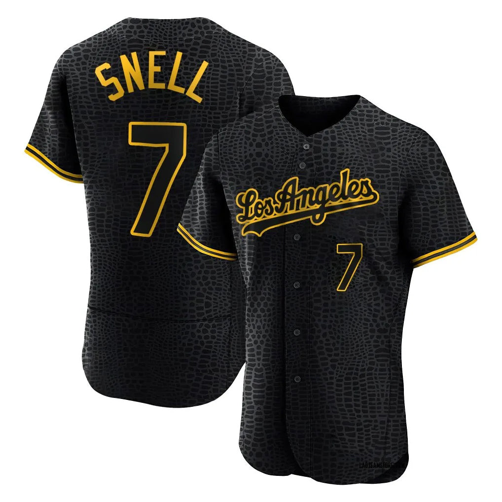 LA.Dodgers #7 Blake Snell Player Black Snake Skin City Limited Elite Home Gdoa Stitched Jerseys