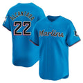 M.Marlins #22 Sandy Alcantara Player Blue Home Limited Gdoa Stitched Jerseys