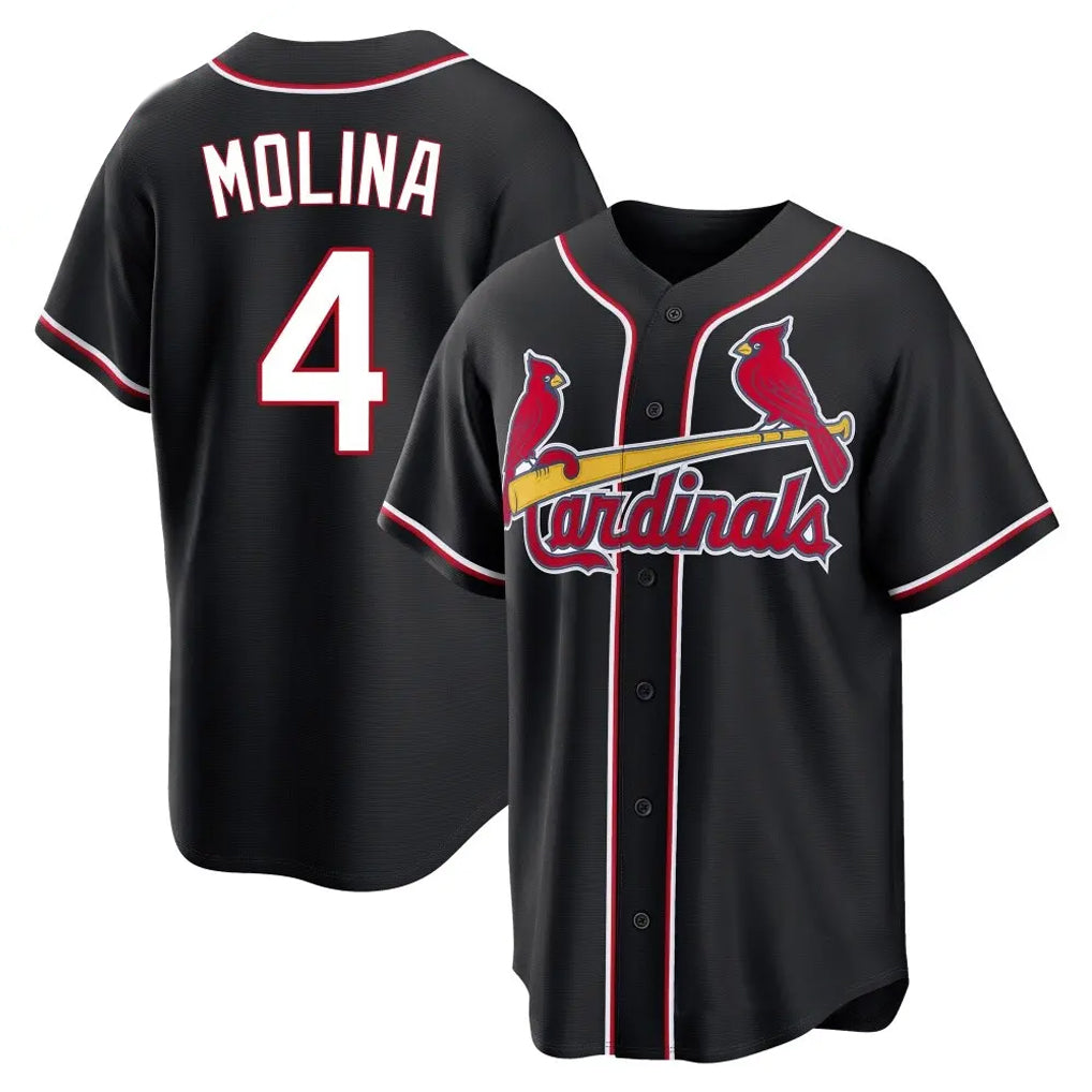 St. Louis Cardinals #4 Yadier Molina Player Black Carbon Fashio Game Gdoa Stitched Jerseys