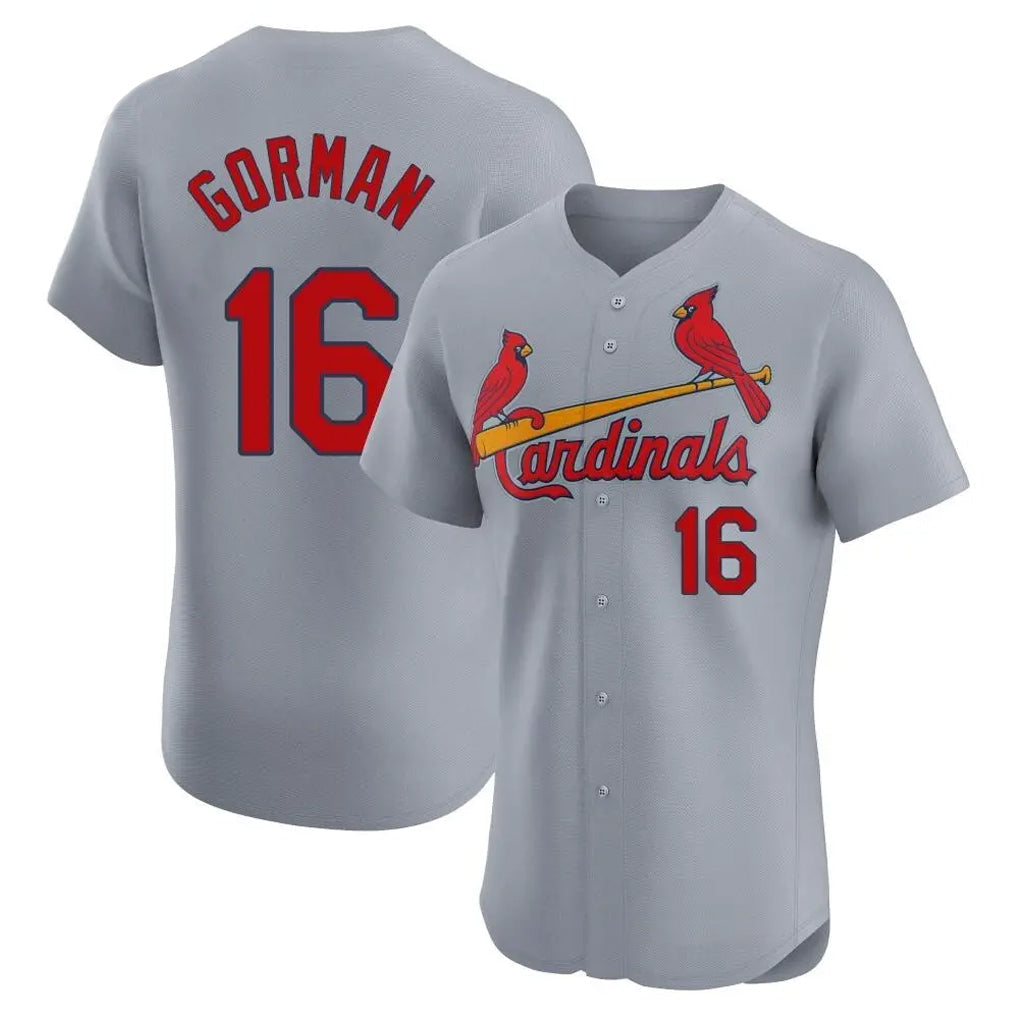 St. Louis Cardinals #16 Nolan Gorman Player Gray Home Limited Elite Stitched Jerseys