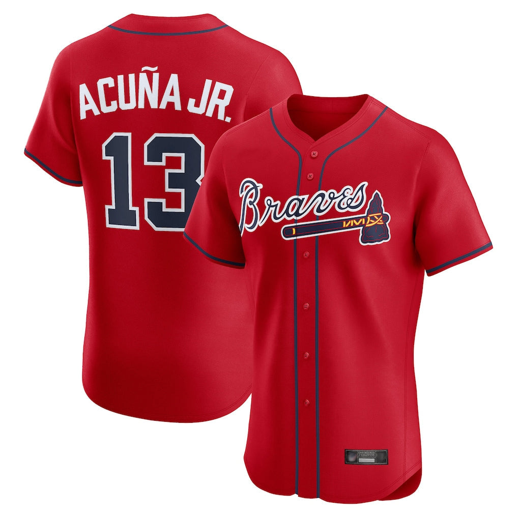A.Braves #13 Ronald Acuna Jr Player Red Limited Elite Home Game Gdoa Stitched Jerseys