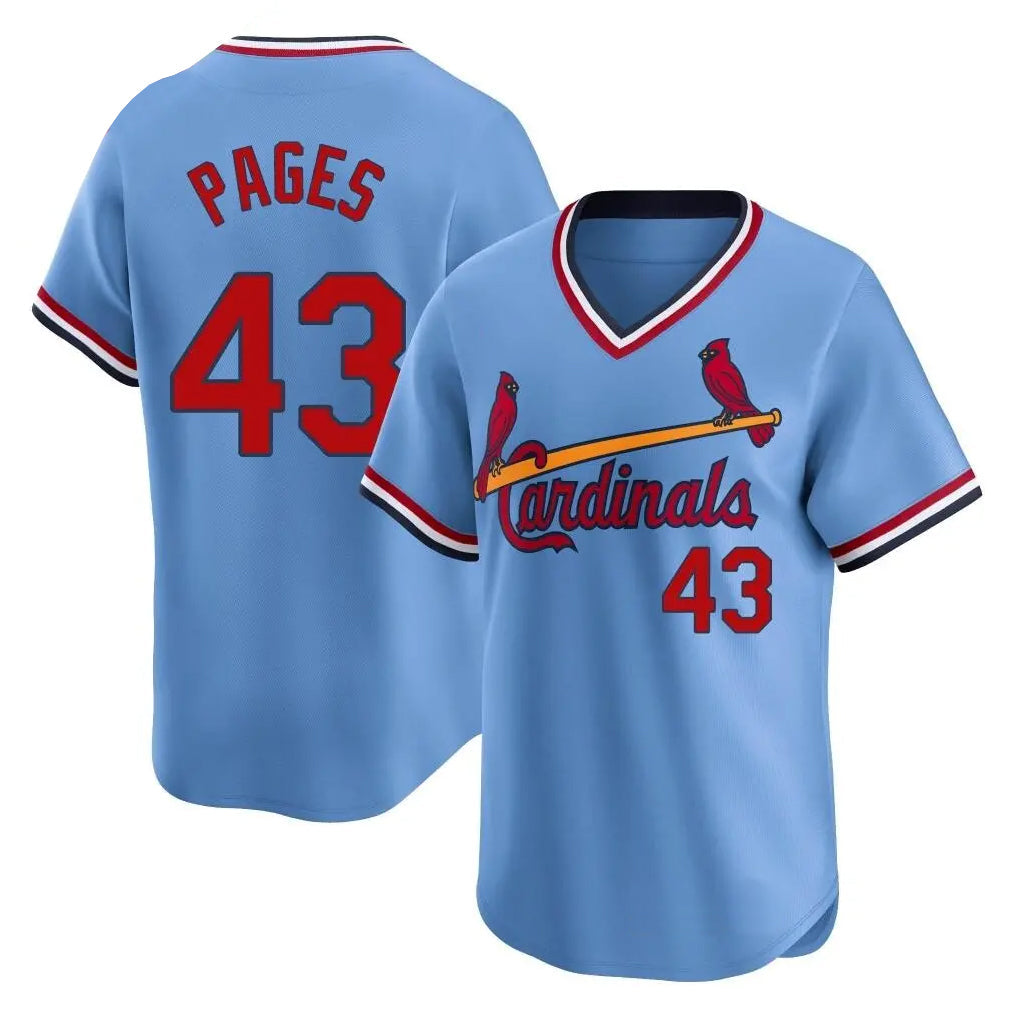 St. Louis Cardinals #43 Pedro Pages Player Light Blue City Connect Home T-shirt Stitched Jerseys