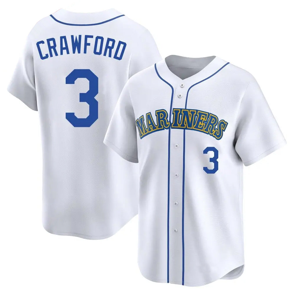 S.Mariners #3 J.P. Crawford Player White Pitch Fashion Game Stitched Jerseys