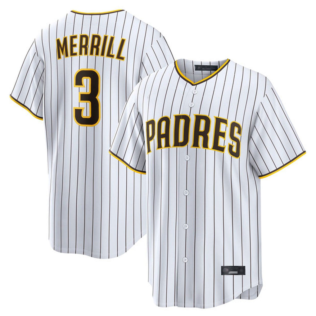 S.Diego Padres #3 Jackson Merrill Player White Cooperstown Collection Home Game Stitched Jerseys