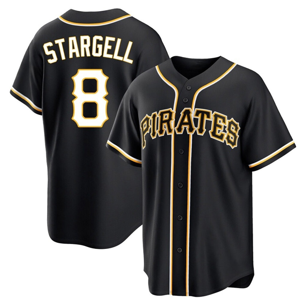 P.Pirates #8 Willie Stargell Player Black Fashion Out Home Game Stitched Jerseys
