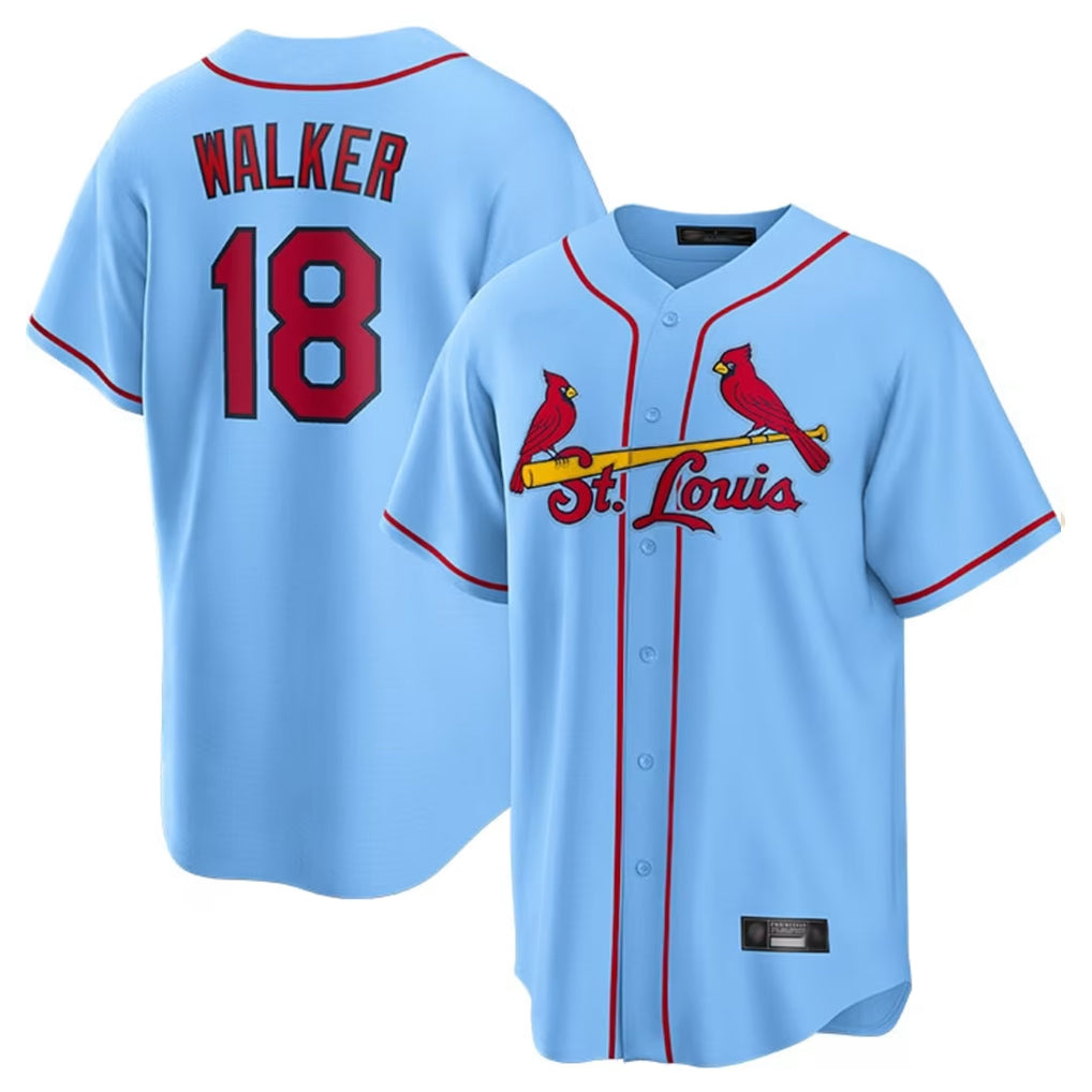 St. Louis Cardinals #18 Jordan Walker Player Light Blue Home Game Stitched Jerseys