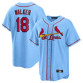 St. Louis Cardinals #18 Jordan Walker Player Light Blue Home Game Stitched Jerseys