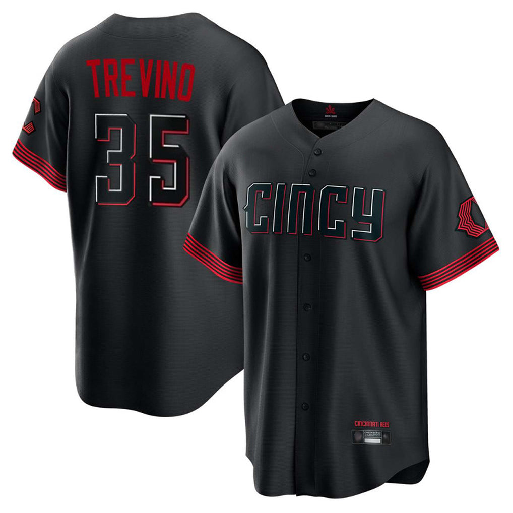 C.Reds #35 Jose Trevino Player Black City Connect Home Game Gdoa Stitched Jerseys