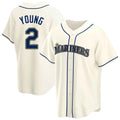 S.Mariners #2 Cole Young Player Cream Home Game Stitched Jerseys