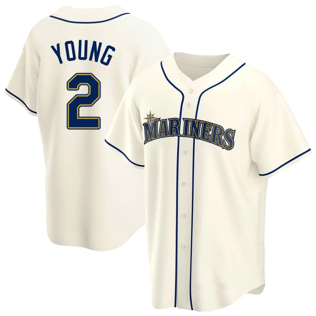 S.Mariners #2 Cole Young Player Cream Home Game Gdoa Stitched Jerseys