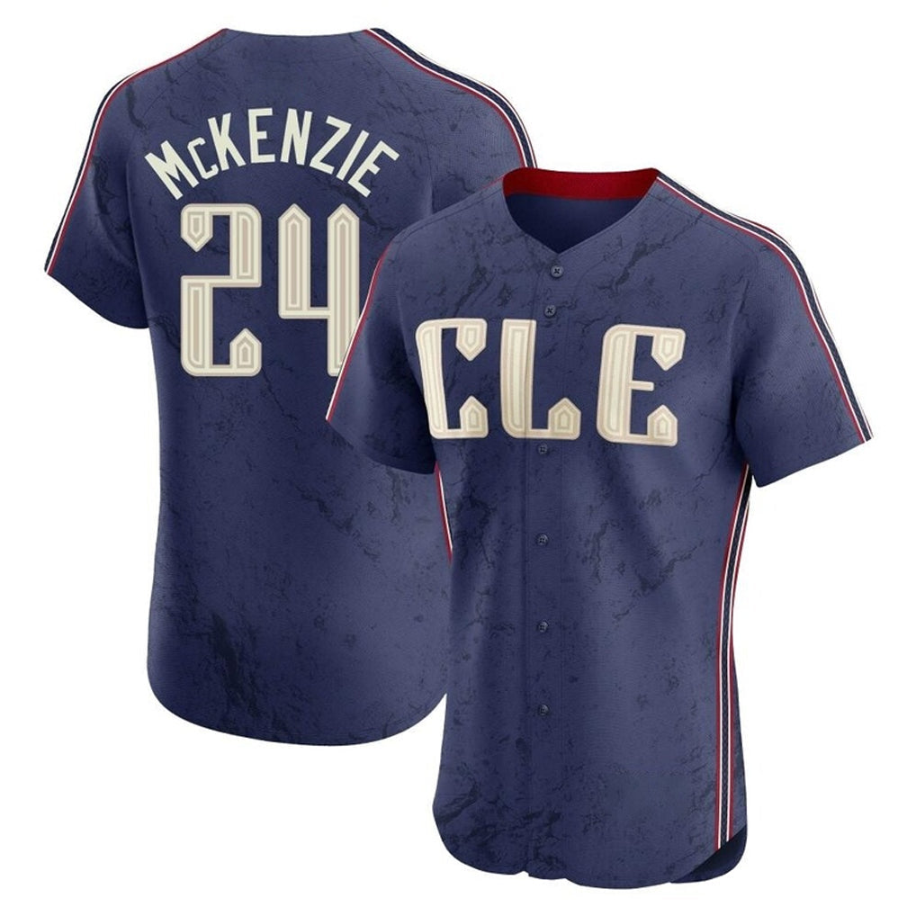 C.Guardians #24 Triston McKenzie Player Navy City Connect Limited Elite Home Gdoa Stitched Jerseys