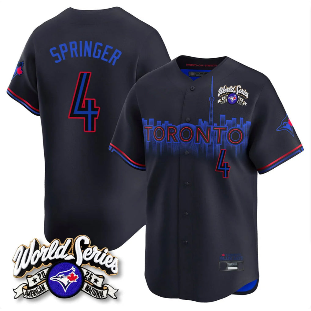 T.Blue Jays #4 George Springer Player Black 2025 American League City Connect Limited Stitched Jerseys