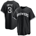 M.Brewers #3 Joey Ortiz Player Black Game Home Gdoa Stitched Jerseys