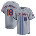 NY.Mets #18 Darryl Strawberry Player Gray Road Limited Home Gdoa Stitched Jerseys