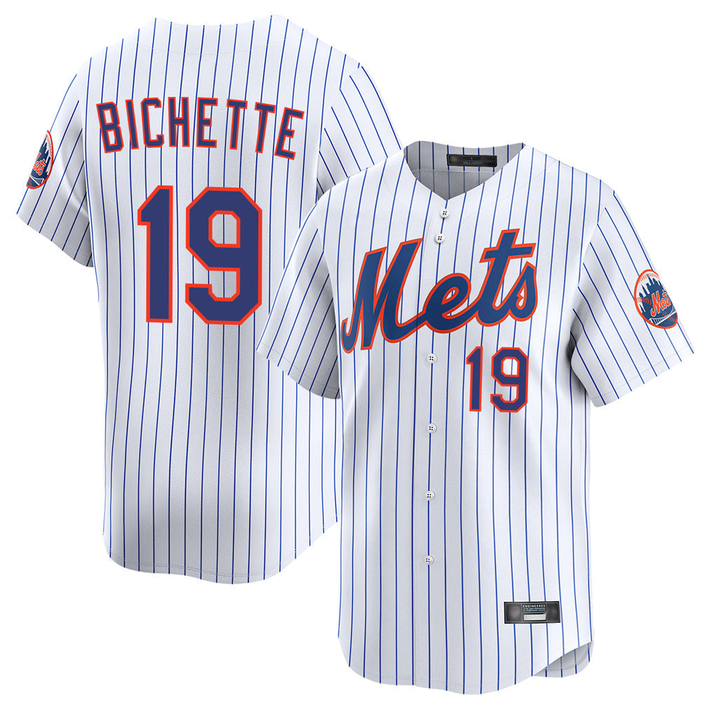 NY.Mets #19 Bo Bichette Player White Home Limited Gdoa Stitched Jerseys