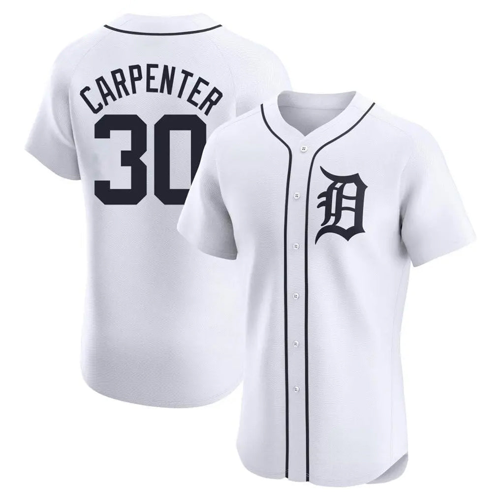 D.Tigers #30 Kerry Carpenter Player White Limited Elite Home Gdoa Stitched Jerseys