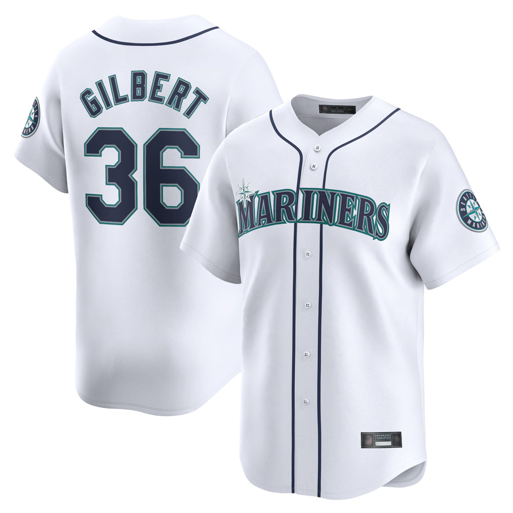 S.Mariners #36 Logan Gilbert Player White Home Limited Stitched Jerseys