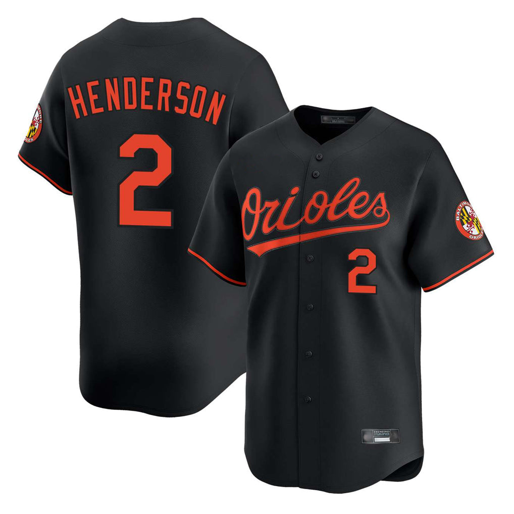B.Orioles #2 Gunnar Henderson Player Black Limited Home Game Gdoa Stitched Jerseys