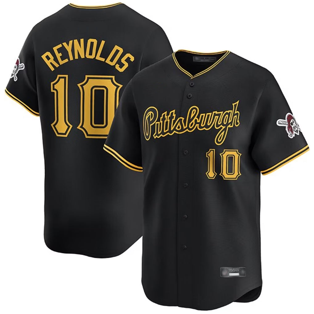 P.Pirates #10 Bryan Reynolds Player Black Alt Home Limited Gdoa Stitched Jerseys