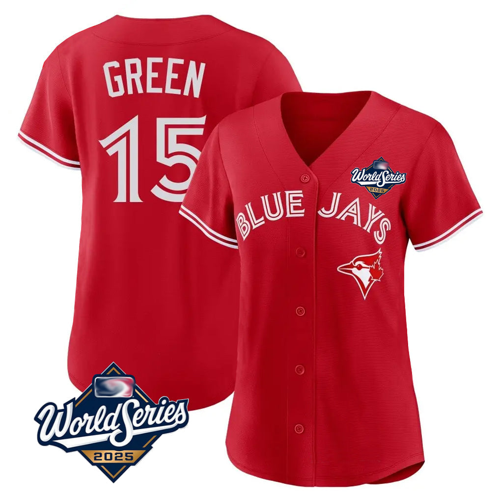 T.Blue Jays #15 Chad Green Player Red 2025 World Series Limited Gdoa Stitched Jerseys