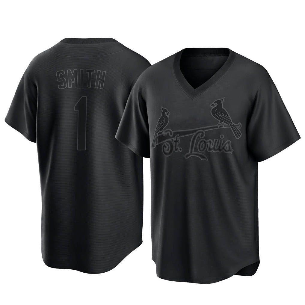 St. Louis Cardinals #1 Ozzie Smith Player Black City Connect T-shirt Stitched Jerseys