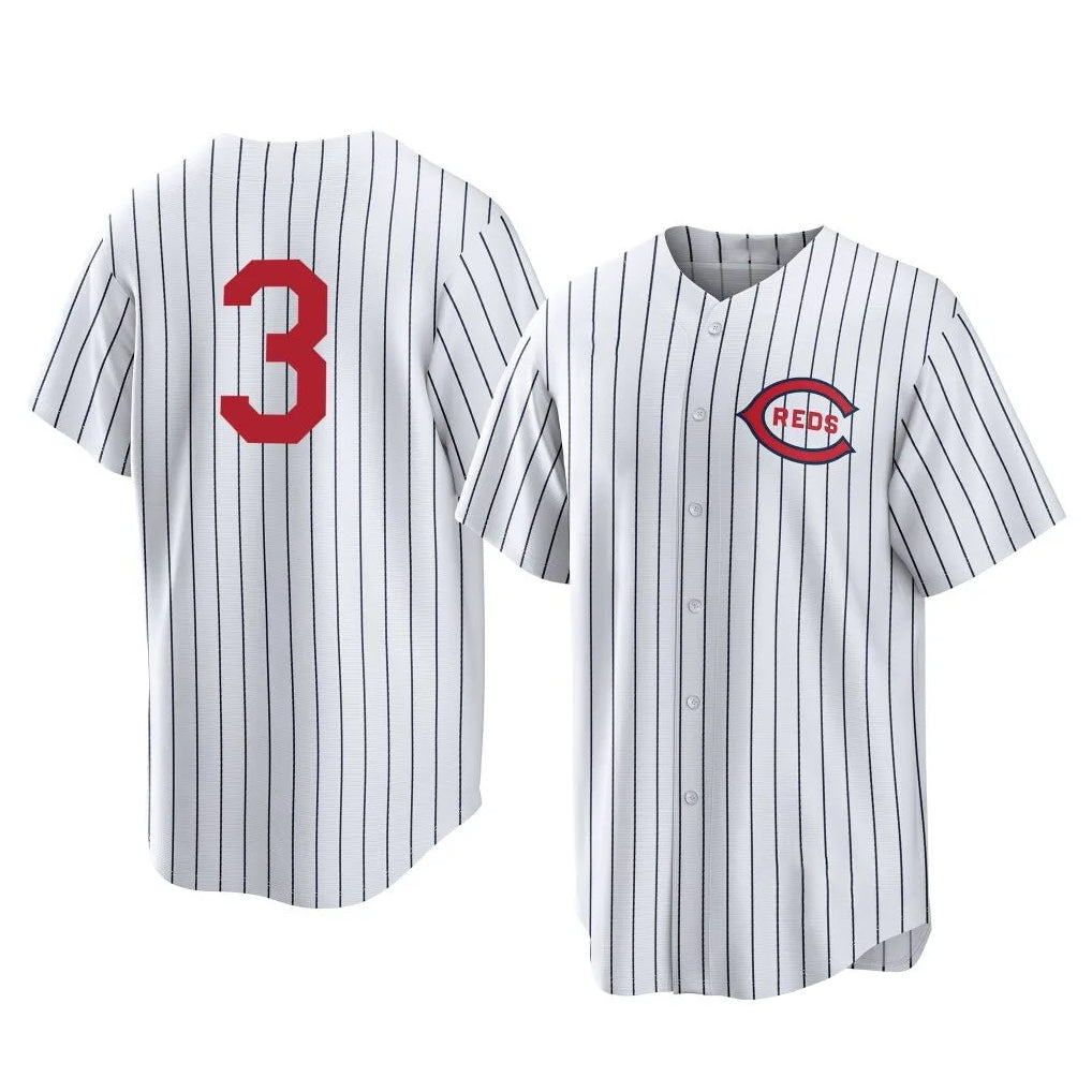 C.Reds #3 Ke'Bryan Hayes Player White Stripe Field of Dreams Game Home Gdoa Stitched Jerseys