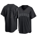 LA.Angels #4 Christian Moore Player Black Pitch Fashion T-shirt Gdoa Stitched Jerseys