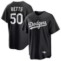 LA.Dodgers #50 Mookie Betts Player Black Carbon Limited Game Gdoa Stitched Jerseys