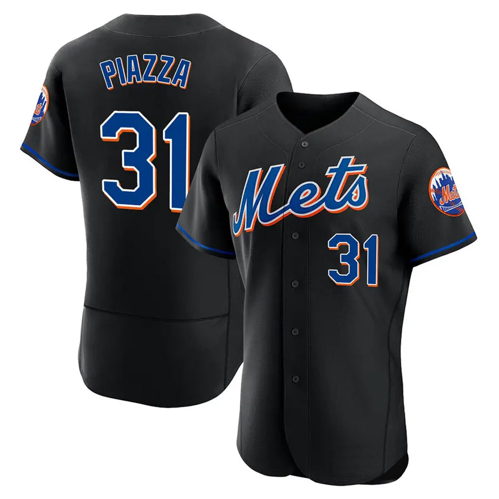 NY.Mets #31 Mike Piazza Player Black Replica Home Limited Elite Stitched Jerseys
