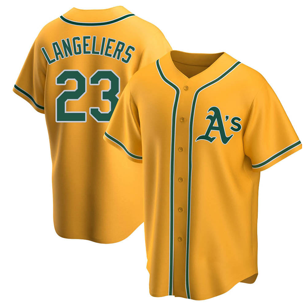 Athletics #23 Shea Langeliers Player Gold Replica Alternate Stitched Jersey