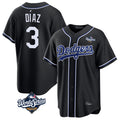 LA.Dodgers #3 Edwin D¨ªaz Player Black World Series Carbon Limited Home Gdoa Stitched Jerseys