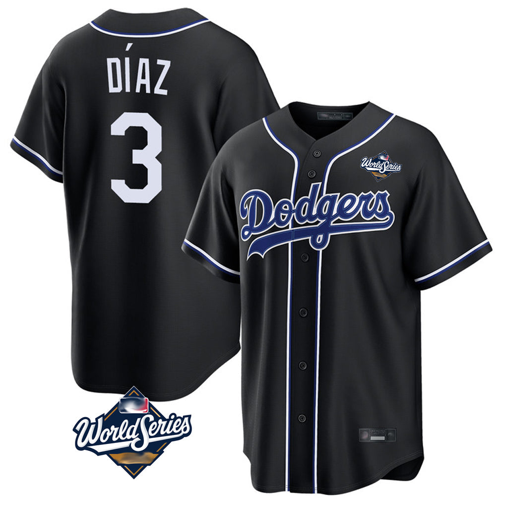 LA.Dodgers #3 Edwin D¨ªaz Player Black World Series Carbon Limited Home Gdoa Stitched Jerseys