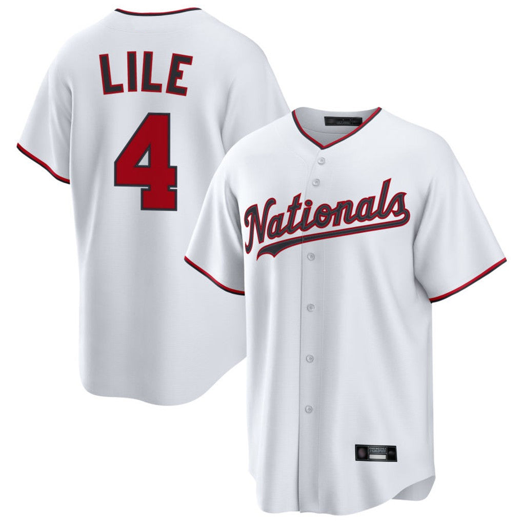 W.Nationals #4 Daylen Lile Player White Replica Game Stitched Jerseys