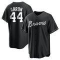 A.Braves #44 Hank Aaron Player Black Home Game Gdoa Stitched Jerseys