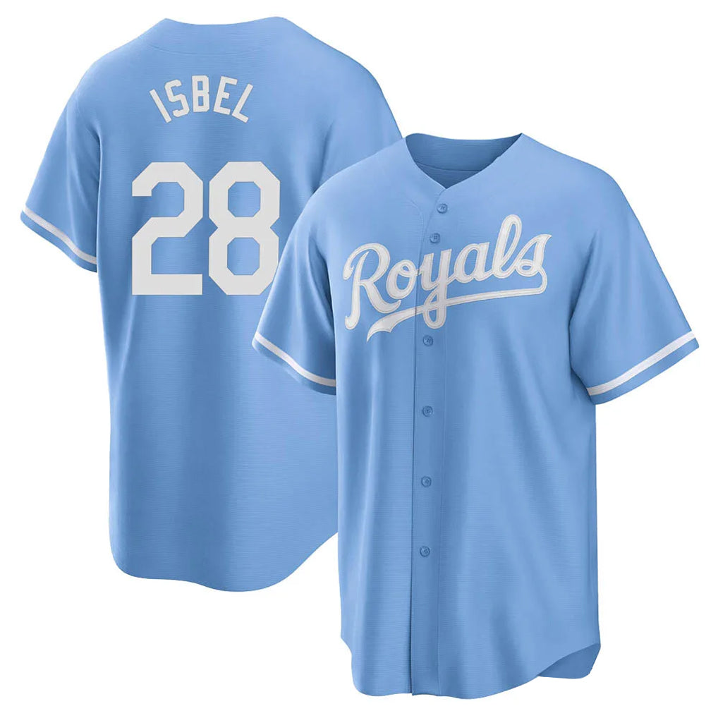 KC.Royals #28 Kyle Isbel Player Light Blue Home Game Gdoa Stitched Jerseys