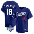 LA.Dodgers #18 Yoshinobu Yamamoto Player Royal World Series Meet Limited Home Gdoa Stitched Jerseys