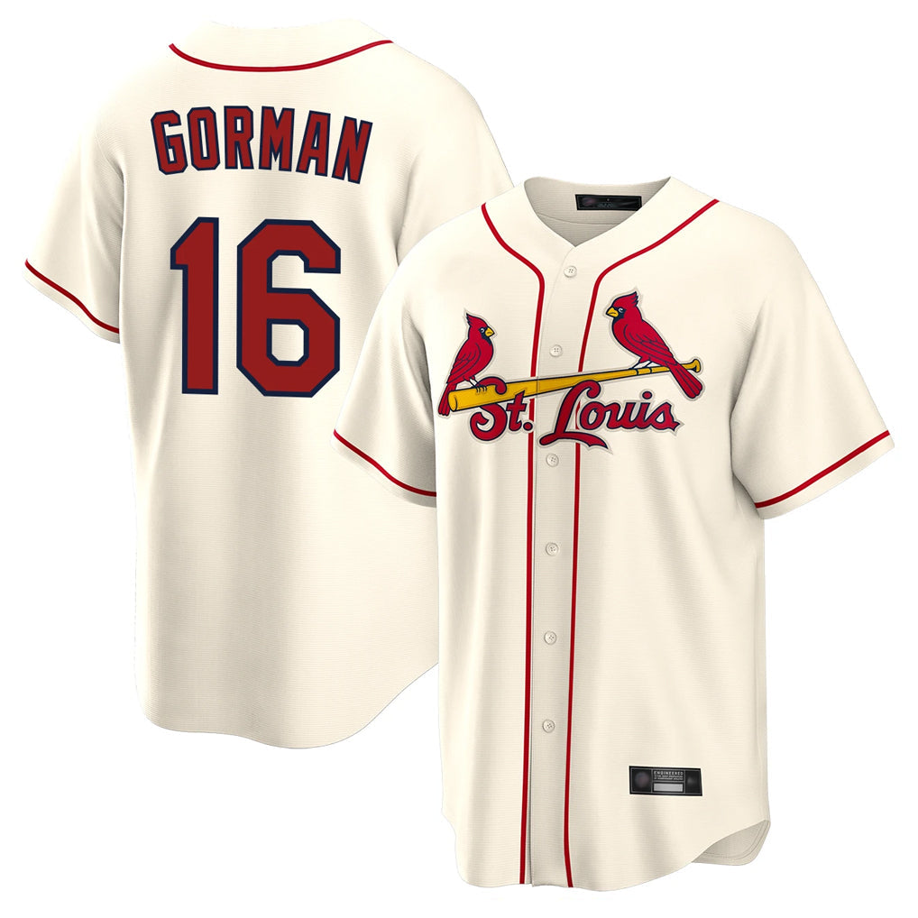 St. Louis Cardinals #16 Nolan Gorman Player Cream Home Game Stitched Jerseys