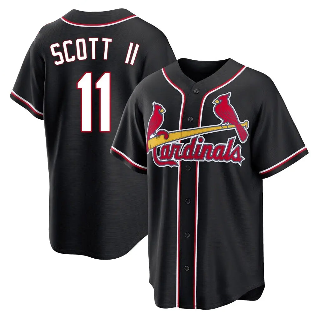 St. Louis Cardinals #11 Victor Scott II Player Black Carbon Fashio Game Stitched Jerseys