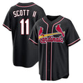 St. Louis Cardinals #11 Victor Scott II Player Black Carbon Fashio Game Gdoa Stitched Jerseys