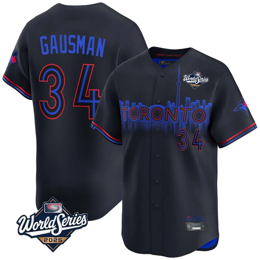 T.Blue Jays #34 Kevin Gausman Player Black 2025 World Series City Connect Gdoa Stitched Jerseys