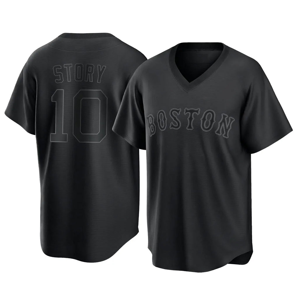 B.Red Sox #10 Trevor Story Player Black T-shirt Home Game Gdoa Stitched Jerseys